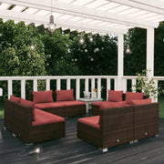 Set Divani da Giardino 8 pz con Cuscini in Polyrattan Marrone cod mxl 35188
