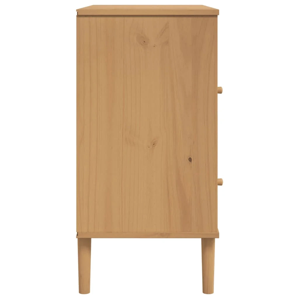Buffet credenza cassettiera armadio mobile contenitore organizer per cucina soggiorno salotto effetto rattan 80 x 40 x 80 cm legno di pino massiccio marrone 02_0036233