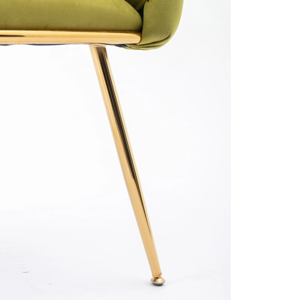 Set di 2 poltrone 73x56x75 cm velluto oliva metallo dorato con braccioli