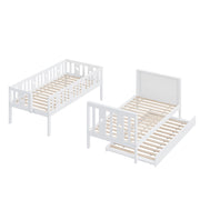 Letto a castello 90×200 cm e letto estraibile 90×190 cm; con vano; senza materasso; in legno bianco