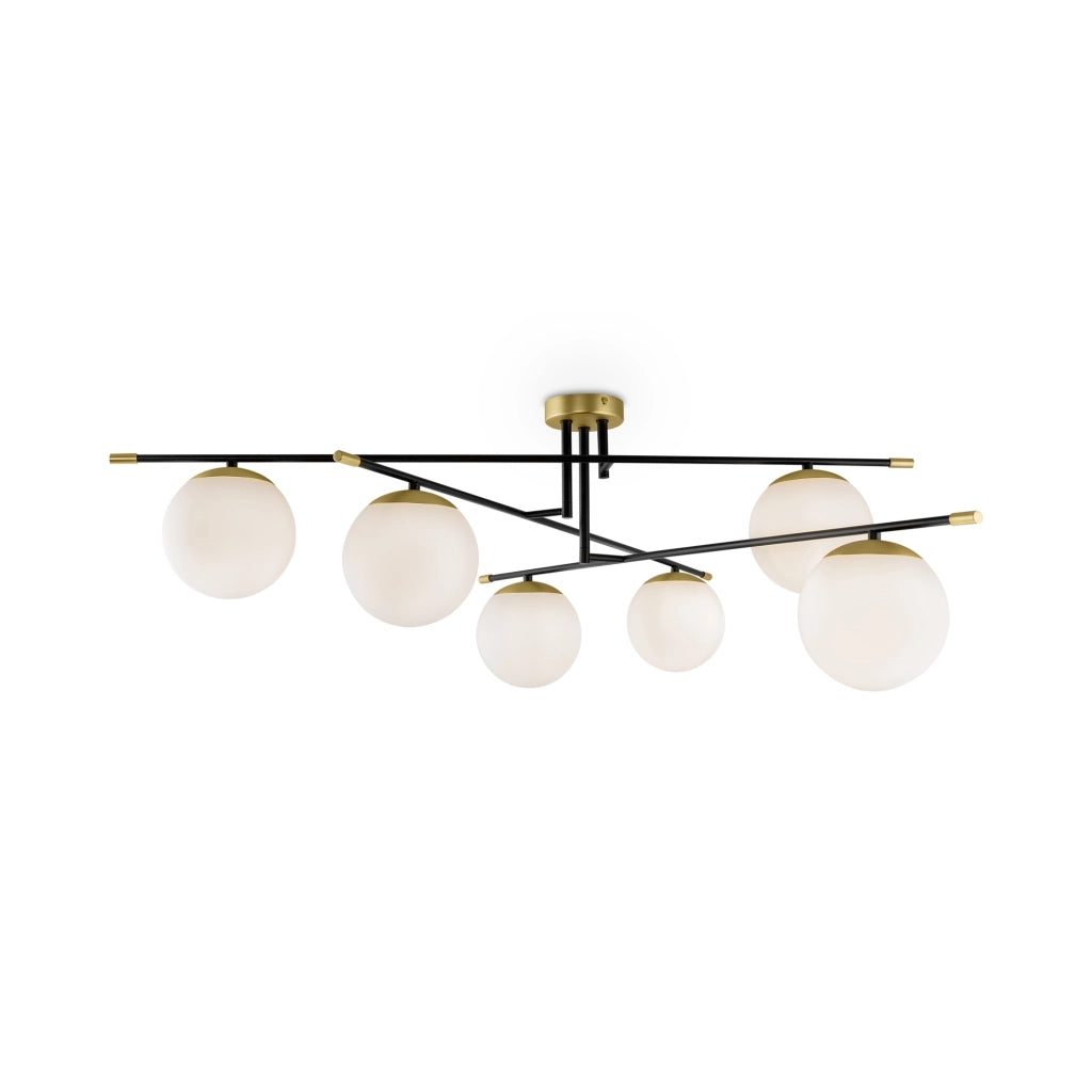 Plafoniera Maytoni Nostalgia ottone 6 luci sfere vetro