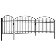 Cancello per recinzione da giardino ASSEN con parte superiore ad arco in acciaio 1,25x5 m Nero 144371