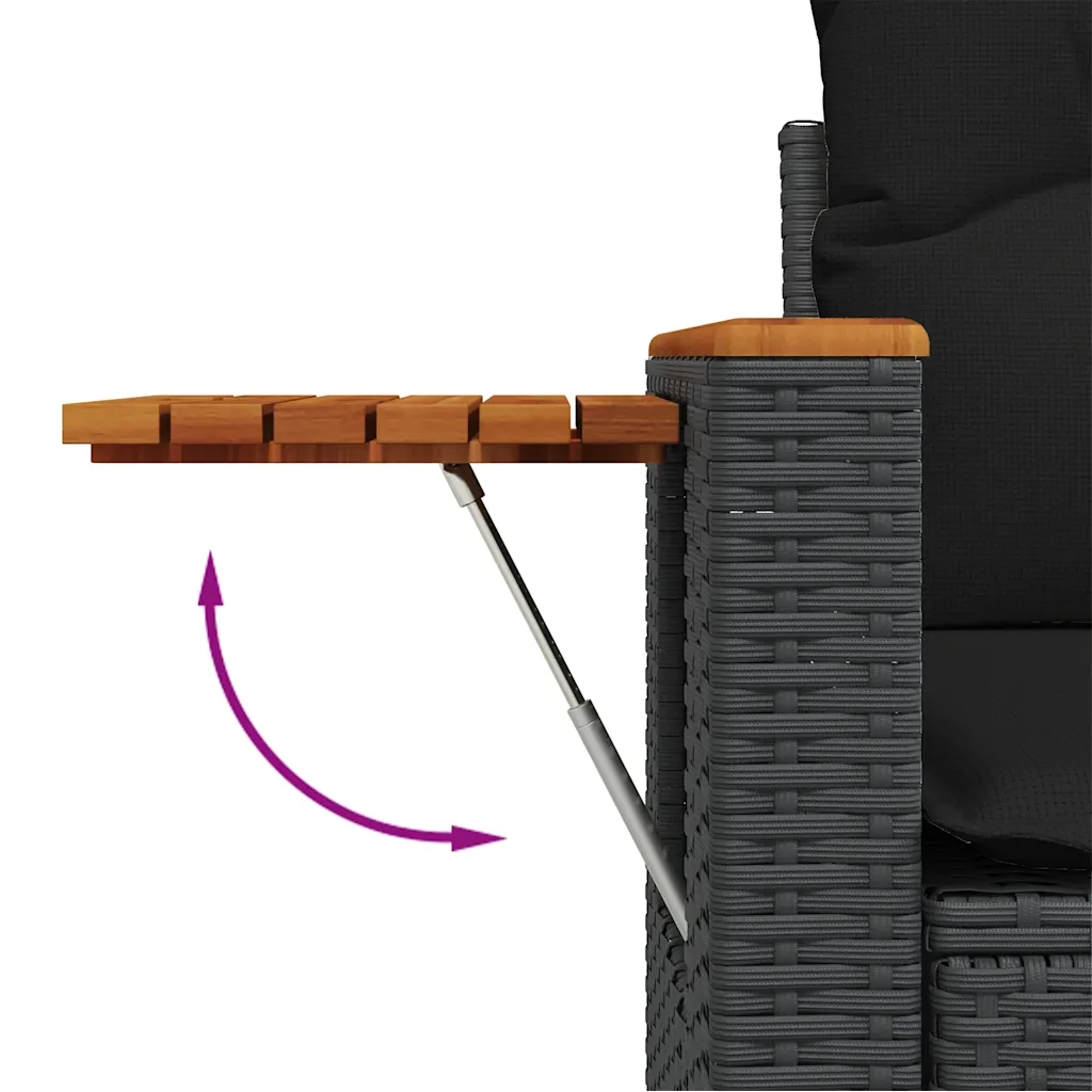 Set Divani da Giardino 4 pz | Set Salotto da Giardino con Cuscini Nero in Polyrattan