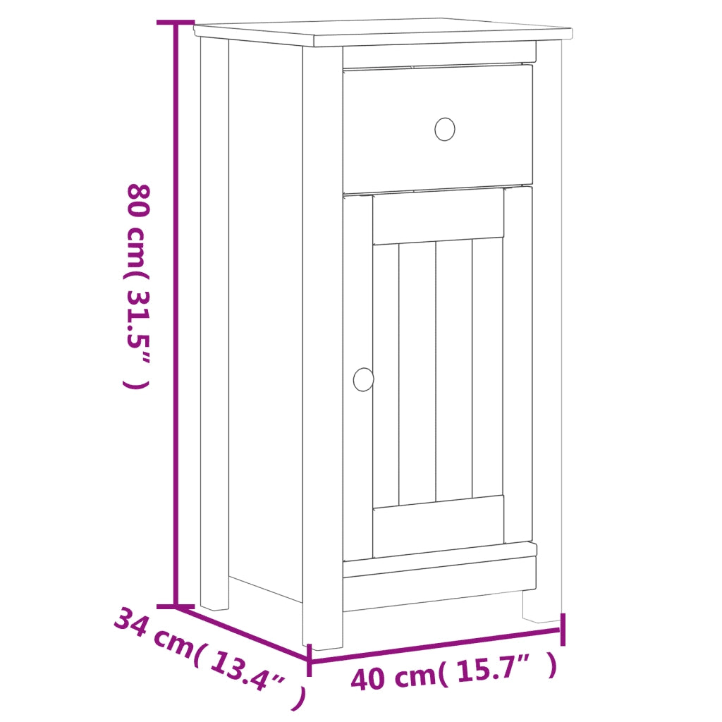 Mobile da Bagno BERG Nero 40x34x80 cm in Legno Massello di Pino 358541