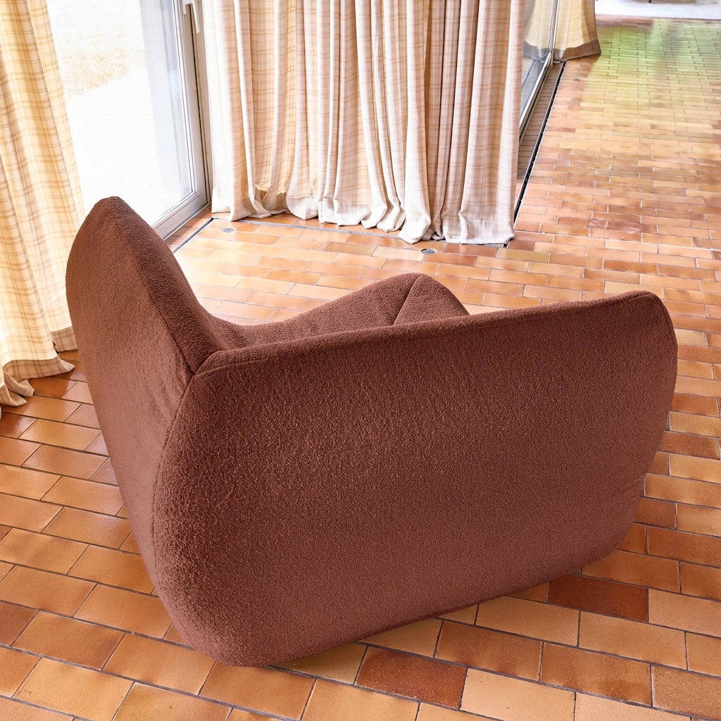 Poltrona angolare in bouclé testurizzato, 1 posto, terracotta