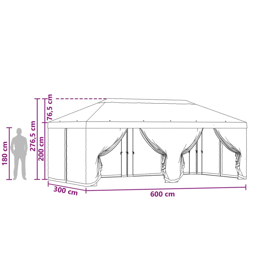 Copertura Gazebo con Pareti Laterali 6 x 3 m Nero Poliestere 900419