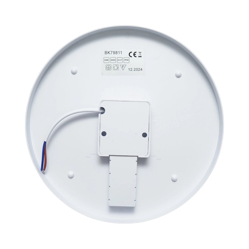 Plafoniera LED 24W, 220V, luce regolabile 3CCT 3000K/4000K/6500K, corpo rotondo 180x40mm, IP20.