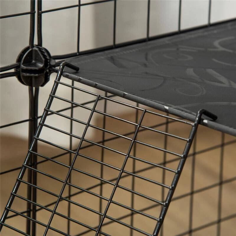 RECINTO PER CONIGLI MODULABILE CON ACCESSORI MONTAGGIO, IN ACCIAIO, 105X105X70CM - NERO