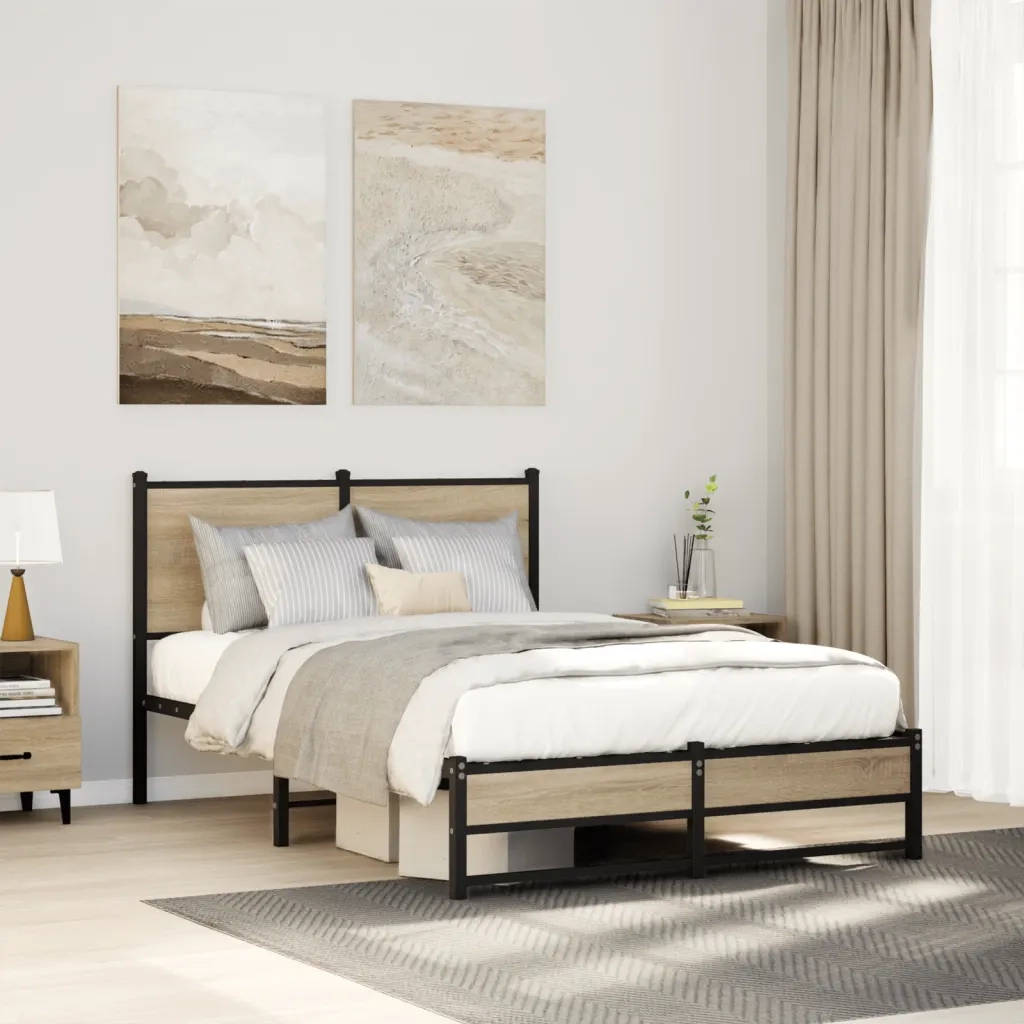 Giroletto senza Materasso in Metallo-Struttura Letto Rovere Sonoma 120x200 cm 383752