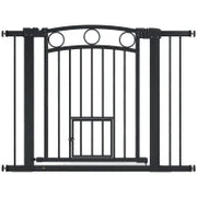 Cancelletto per animali, larghezza regolabile 76-104 cm, con porta per gatti, Nero