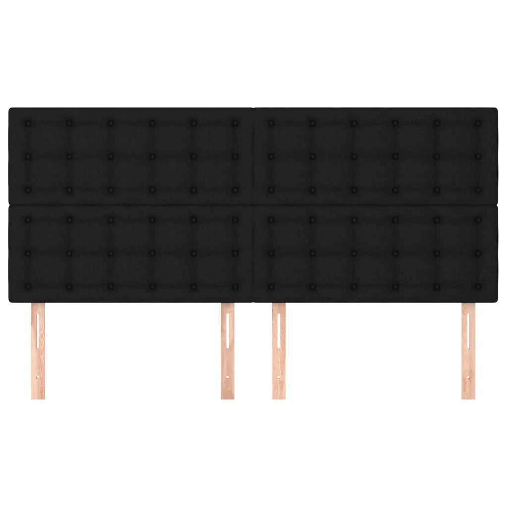 Testiera-Testata-Testiera Decorativa Nera 200x5x118/128 cm Tessuto 577854