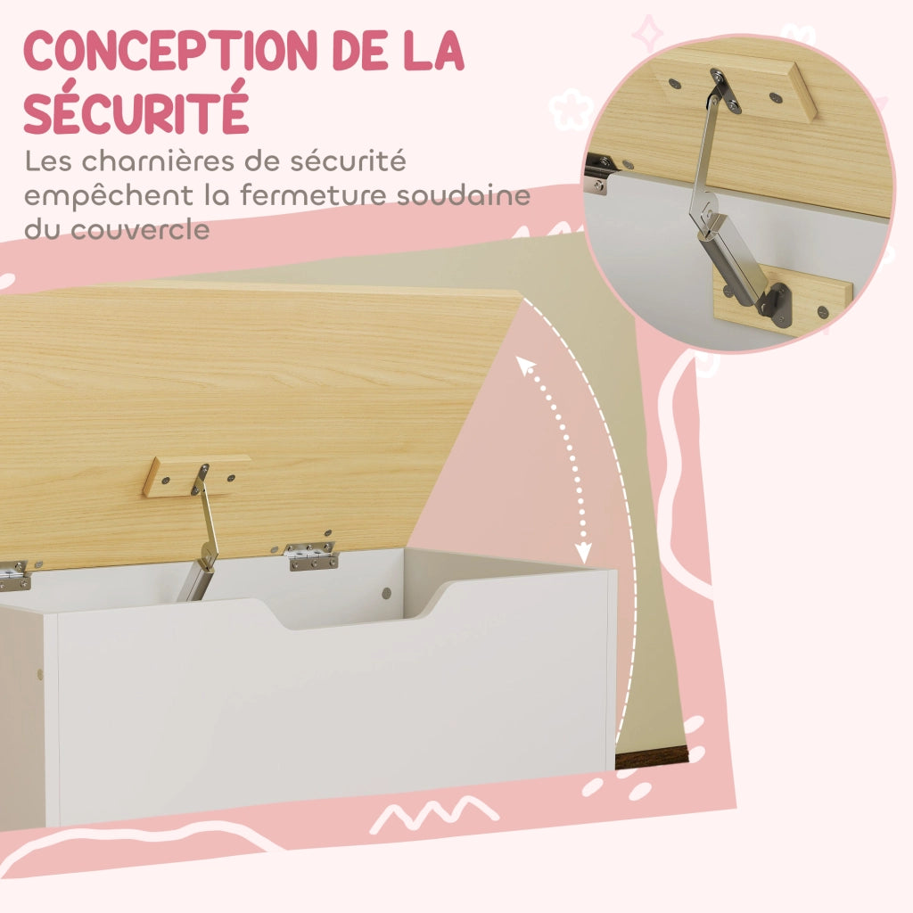 Contenitore portagiochi con ruote e coperchio ¨C Xylo ¨C Bianco 59x30x53cm