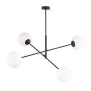 Lampada a sospensione LINEAR in acciaio nero e vetro opalino