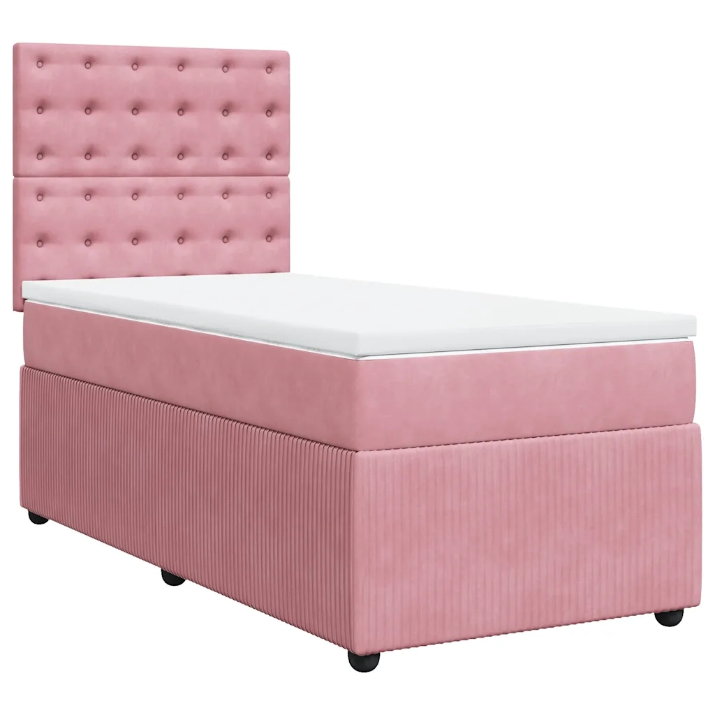 Giroletto a Molle con Materasso Rosa 90x200 cm in Velluto 3294555