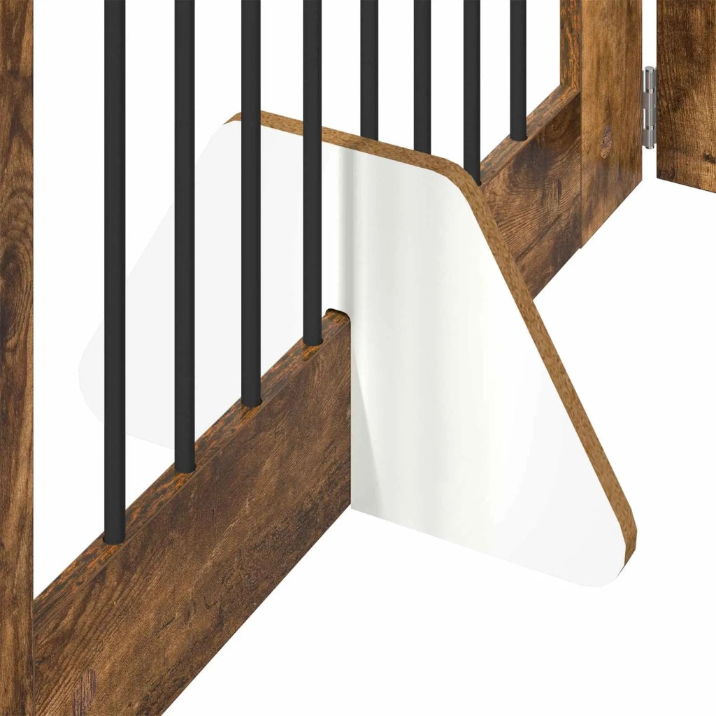 Cancello per cani pieghevole con supporti 6 pz Rovere Fumo 892087