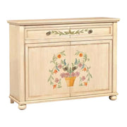 Madia credenza in legno 2 porte 2 cassetti avorio pennellato e decori l.137 p.49 h.108