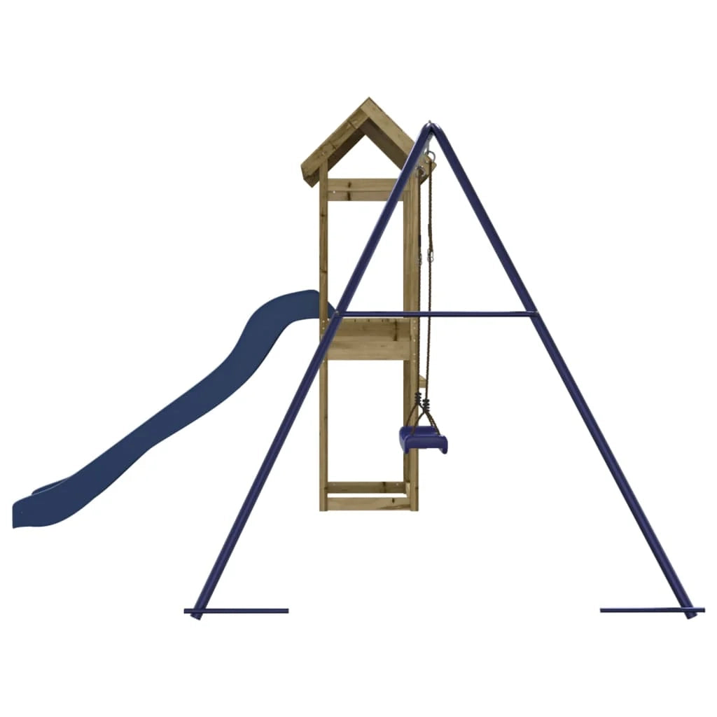 Area giochi all'aperto con altalene scivolo e robuste strutture per arrampicarsi  giochi da giardino 238 x 315 x 194 cm legno di pino impregnato 02_0004739