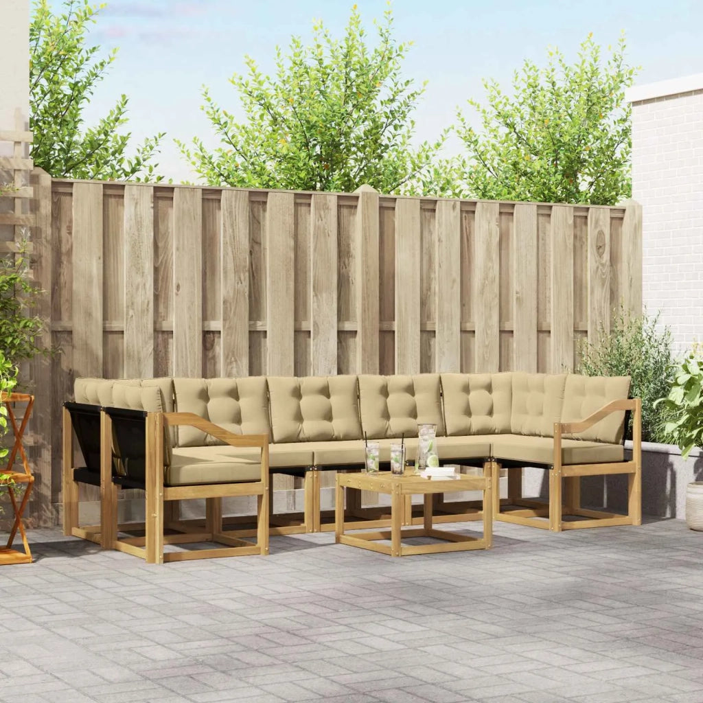 Set di divani da esterno con cuscino 8 pcs Bianco e Beige