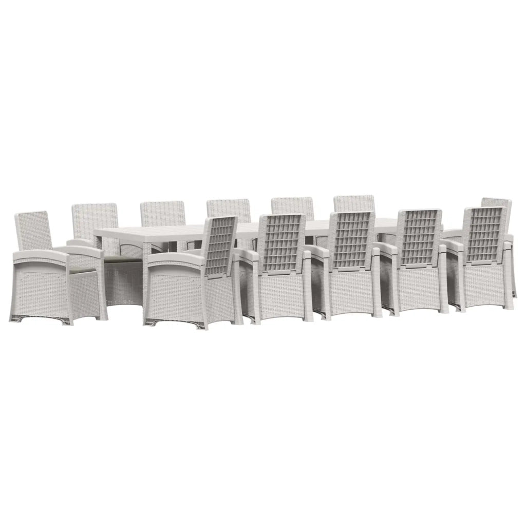 Set da Pranzo per Giardino 14 pz Bianco e Grigio Chiaro PP 3430194