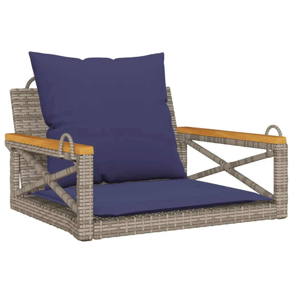 Panchina Dondolo con Cuscini Grigia 63x62x40 cm in Polyrattan 368177