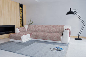 Copridivano con Penisola Sinistra Seduta 240 cm in Poliestere e Cotone Bordeaux