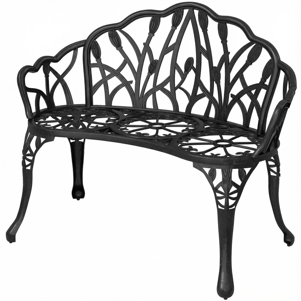 Panchina da giardino 2 posti ¨C zephmum ¨C antracite metallo 99x57x78 cm