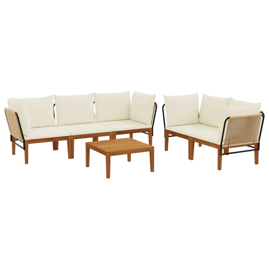 6 pz Legno massiccio di acacia e corda Naturale 3407777
