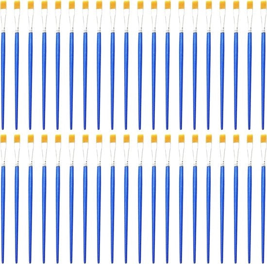 40 pennelli a stecche blu in nylon - pennelli per bambini e principianti - setole piane - pennelli per dettagli.