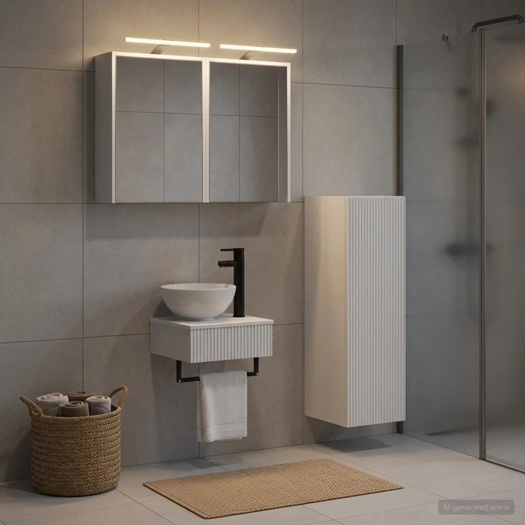 Set di Armadi da Bagno 4 pz Bianco Legno ingegnerizzato 3407367
