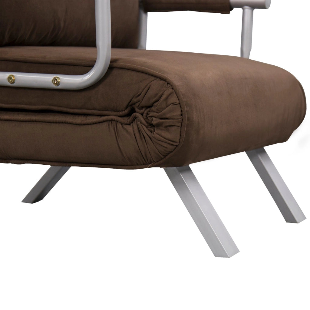 Poltrona Letto Singolo 65x69x80 cm Schienale Reclinabile su 5 Posizioni Marrone