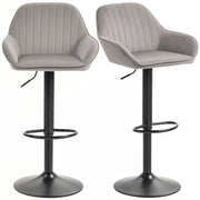 Sgabello da Bar Set 2 Pezzi ¨C Xylo ¨C Velluto Grigio con Schienale Regolabile e Girevole