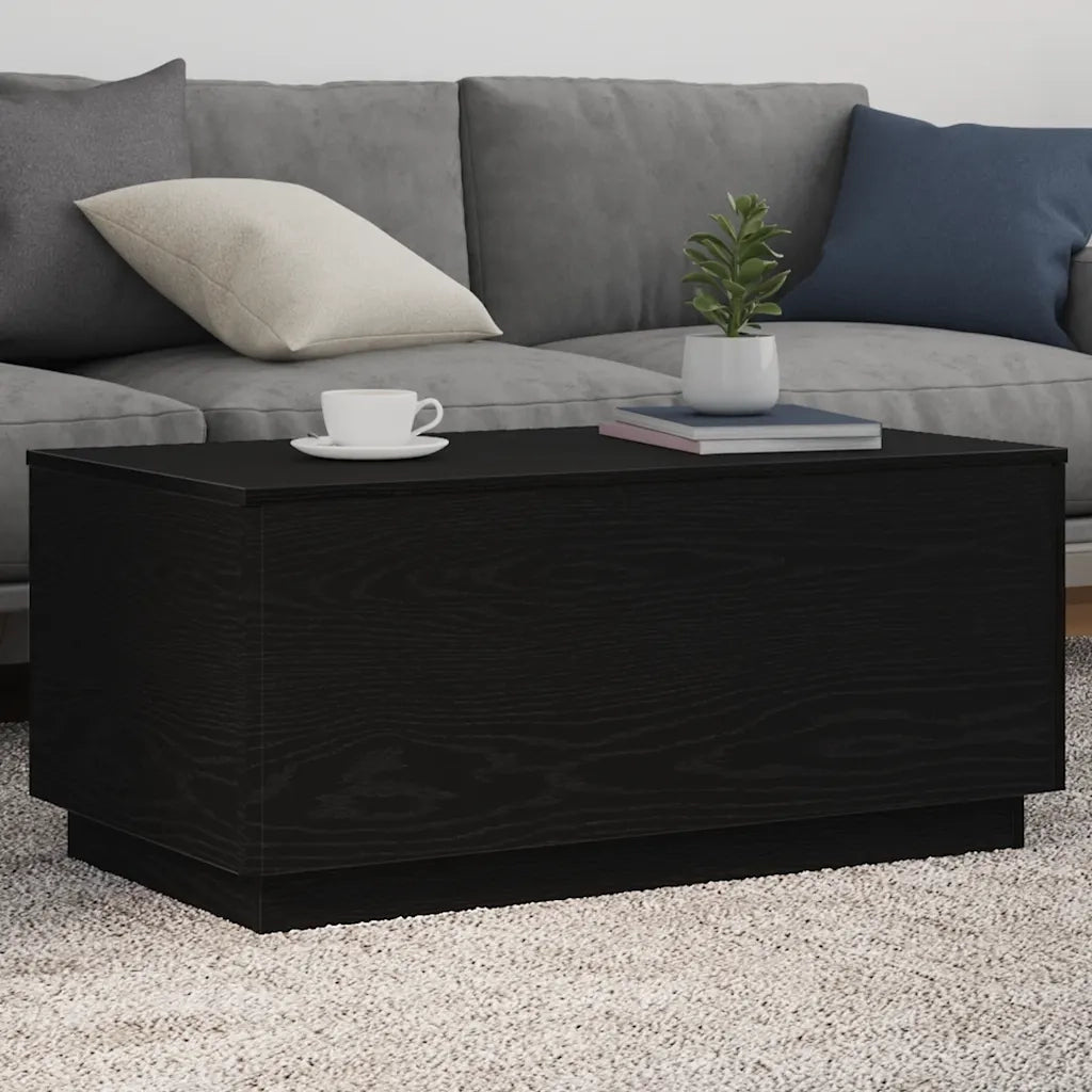 Tavolino da salotto | Tavolino da caff¨¨ | Tavolino da Soggiorno con Luci LED Rovere Nero 90x50x40 cm