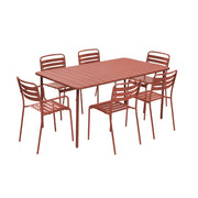 Set tavolo da giardino in acciaio con 2 poltrone e 4 sedie, terracotta
