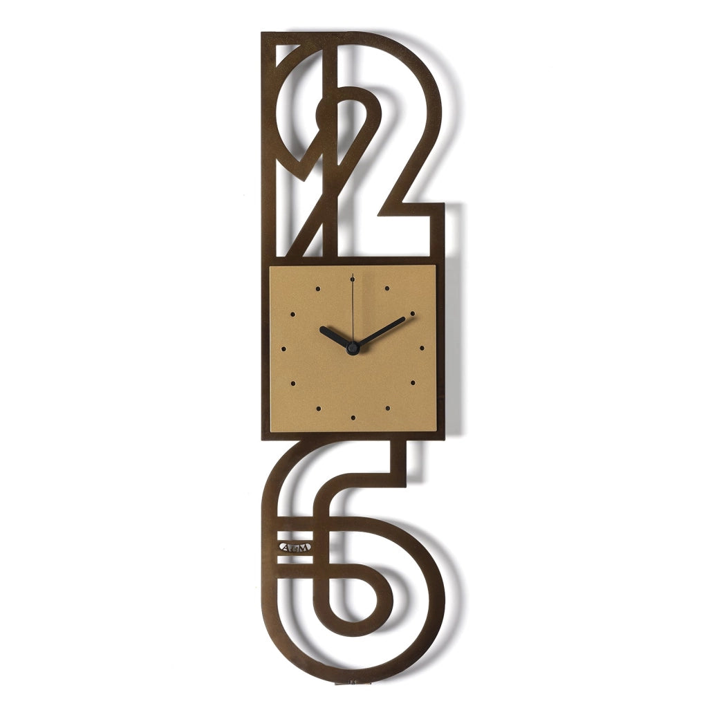 orologio da parete di design neville Oro laccato/caramello industrial in Ferro 20x70h cm