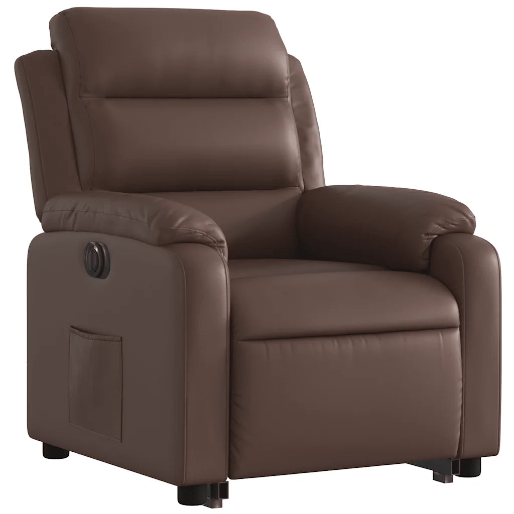 Poltrona Alzapersona Reclinabile Marrone in Similpelle 3205058