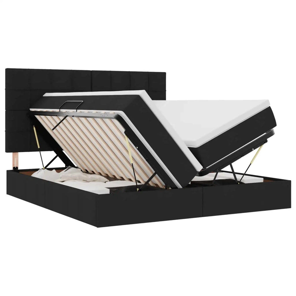 Letto con Contenitore Nero 180 x 200 cm Pelle Sintetica