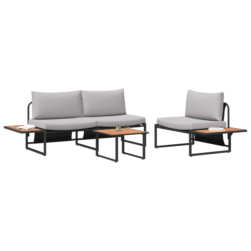 Set da giardino in 3 pezzi di  con cuscini grigio chiaro