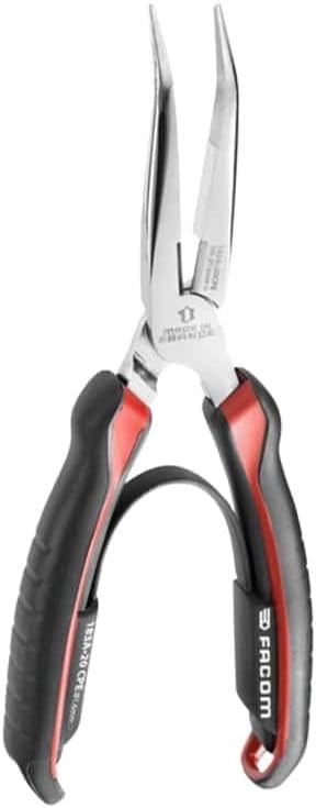 183A.20CPE - Pinza semirotonda con becco lungo, 200 mm, colore: Rosso/Nero
