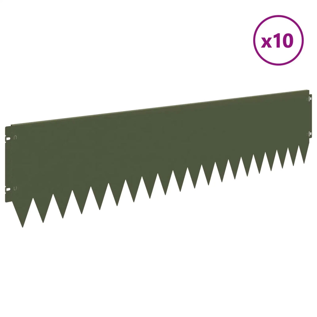 Bordura per Prato 10 pcs 103 x 25 cm Acciaio Verde Oliva 8008398