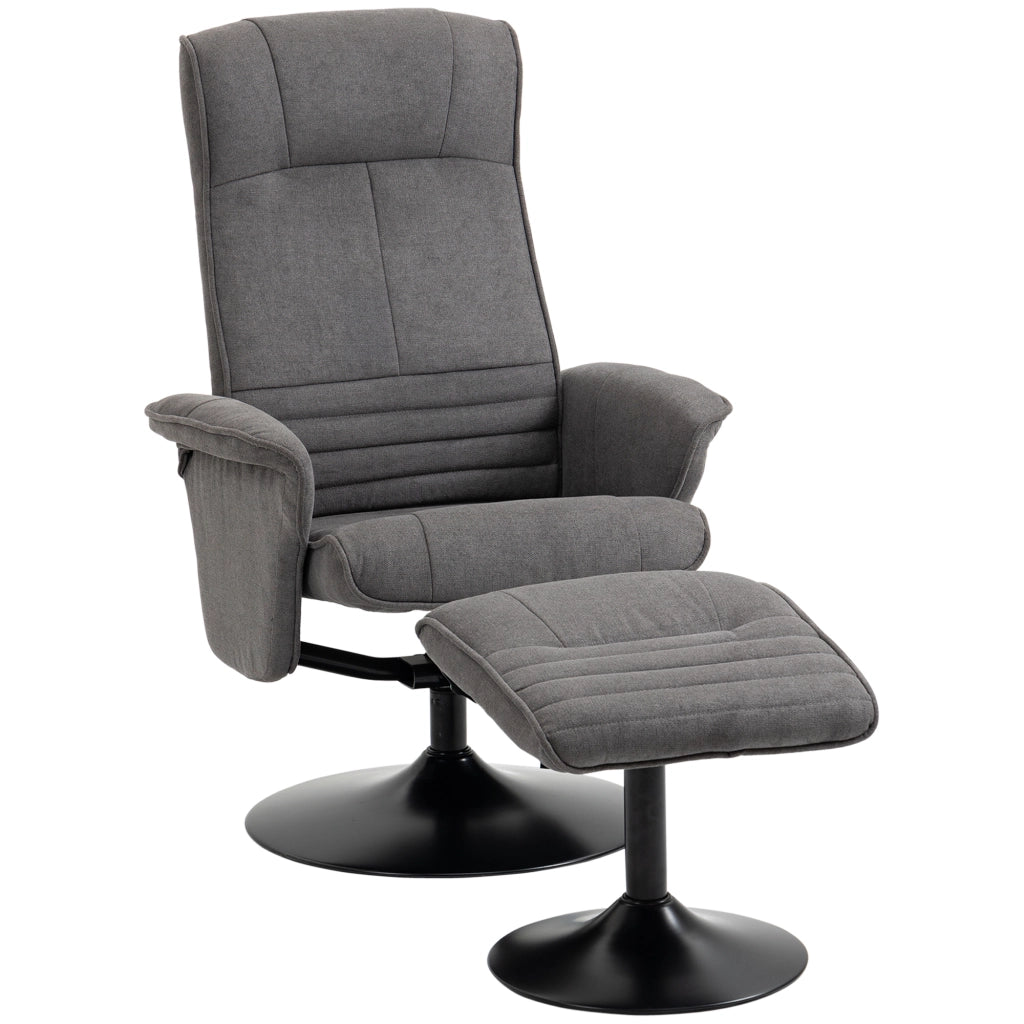 Poltrona Relax con Poggiapiedi e Schienale Regolabile ¨C Zephmum ¨C Grigio Scuro 69x71x104