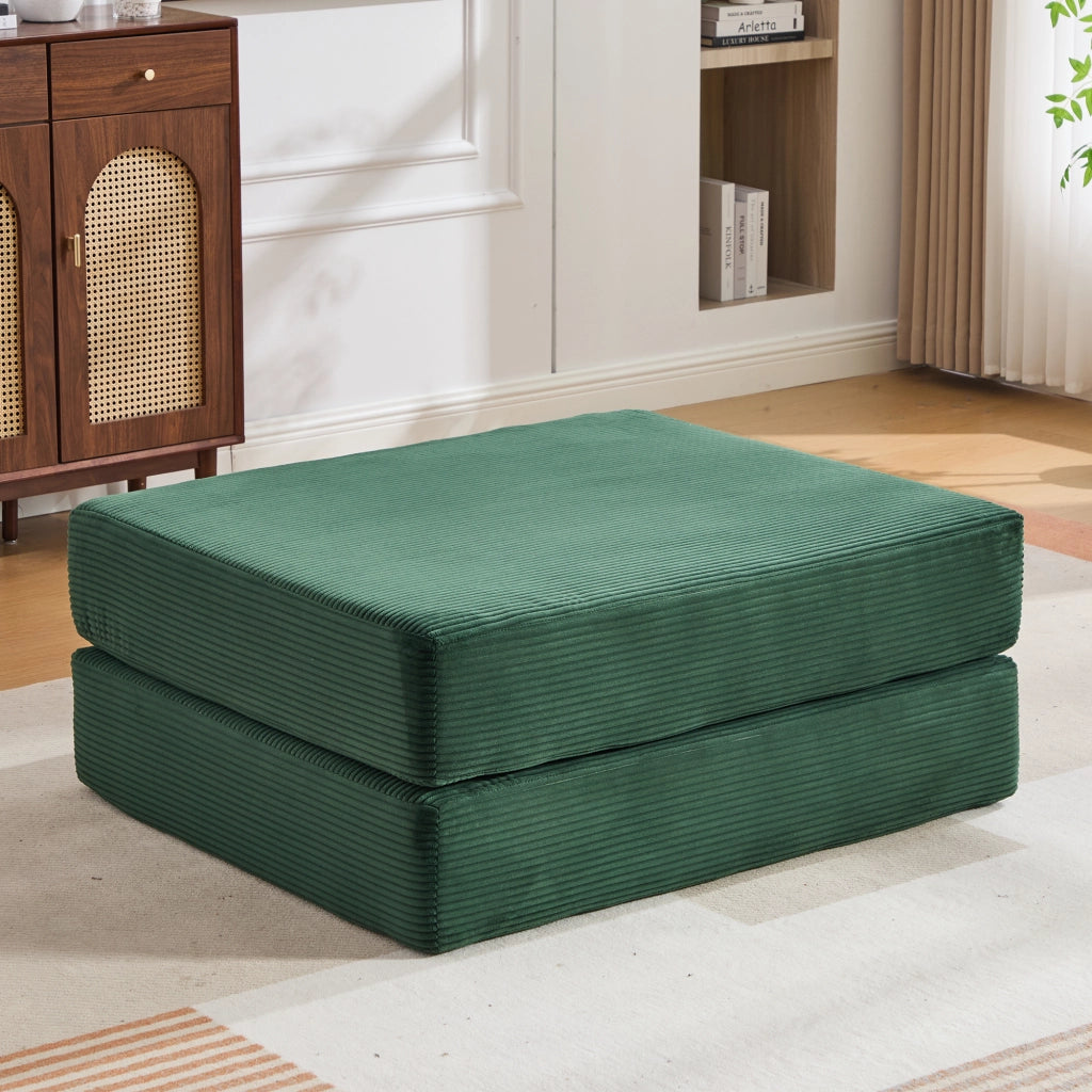 PUFF Letto pieghevole in corduroy verde smeraldo 109x95x43 cm