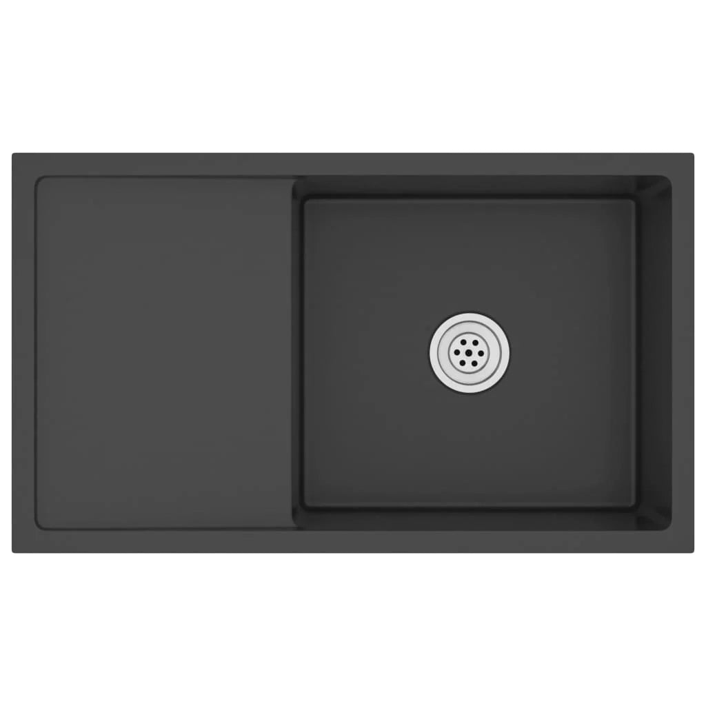 Lavello da cucina fatto a mano lavabo da interno installazione in cucina 75 x 44 cm acciaio inox nero 02_0002470