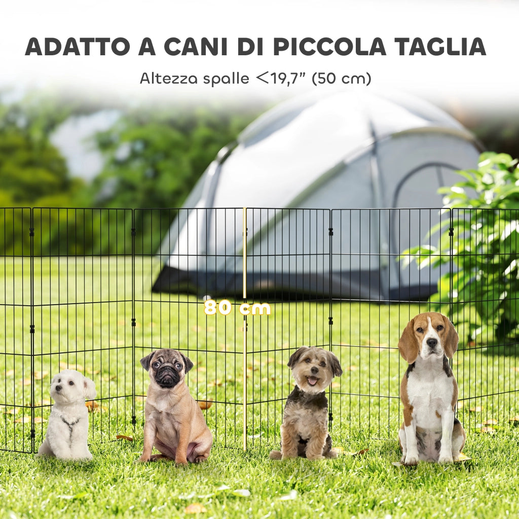 Recinto per Cani Recinto Espandibile Pieghevole in Metallo 50x80 cm Nero