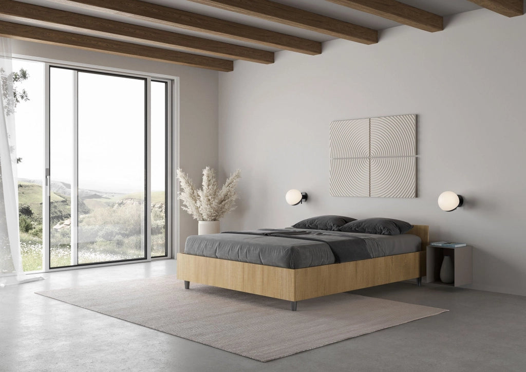 Letto Matrimoniale Francese 140x200 cm Senza Rete Nuamo Quercia Natura