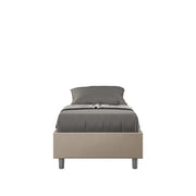 Letto singolo senza rete imbottito 80x190 similpelle tortora Azelia