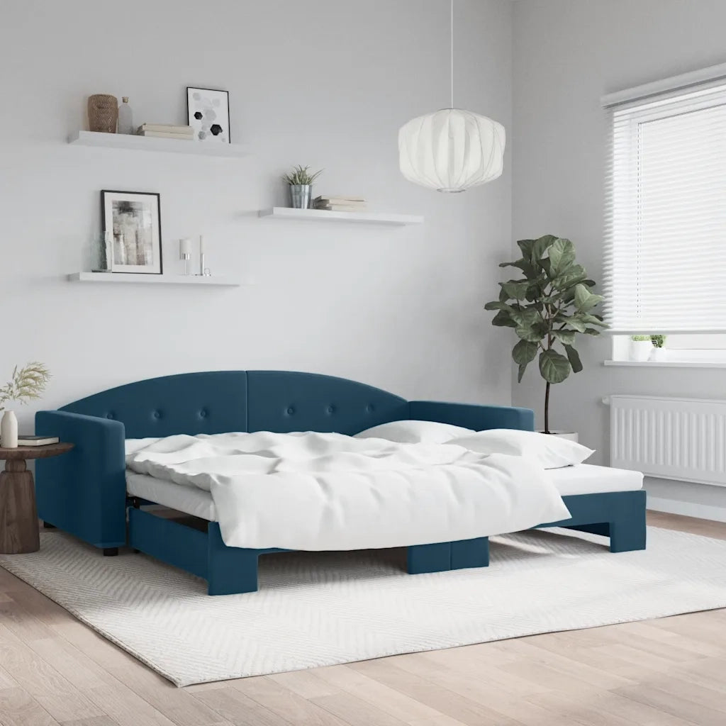 Divano Letto con Letto Estraibile-Sofa Letto-Daybed Blu 100x200 cm in Velluto 284810