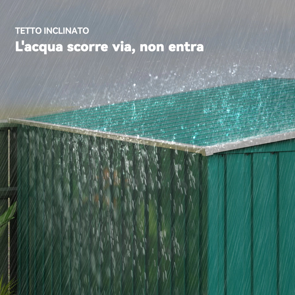 Capanno Attrezzi Giardino in Metallo ¨C Zephmum ¨C Verde 150x200x200 cm
