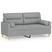 Divano | Divano da soggiorno | Sofa a 2 Posti con Cuscini Grigio Chiaro 140 cm in Tessuto