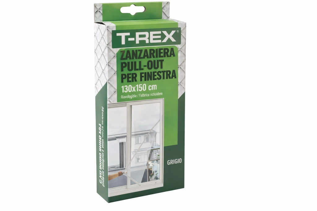 ZANZARIERA POLIESTERE FINESTRA PULL-OUT- cm.130x150 grigio - 5 blister T-REX