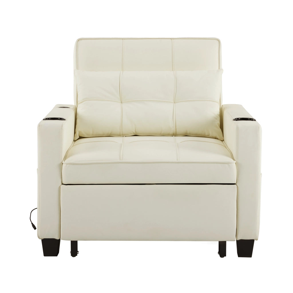 Divano Letto Singolo Estraibile con Portabicchieri e USB ¨C MINIMAL ¨C Tessuto